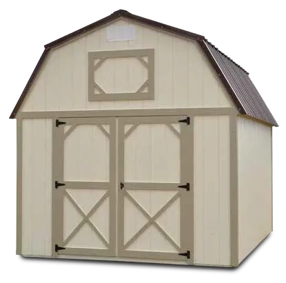 Lofted Barn Building Red Metal with White Siding siding