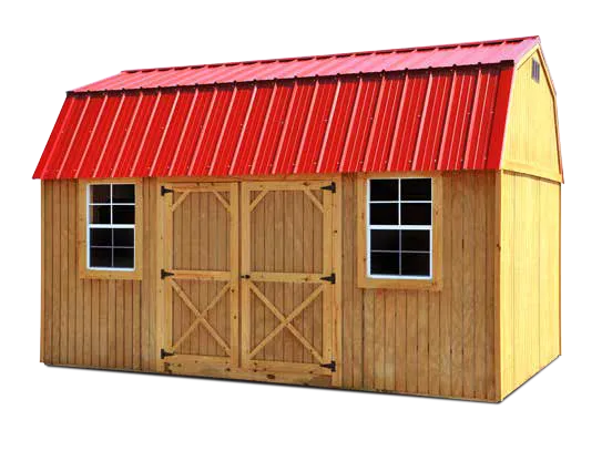 Side Lofted Barn Building Brown with Cream Color siding