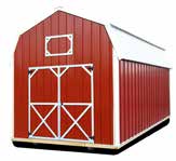 Lofted Barn Building Red Metal with White Siding siding