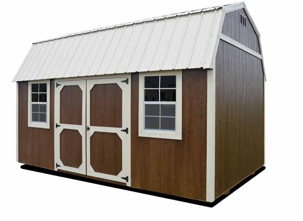 Side Lofted Barn Building Brown with Cream Color siding