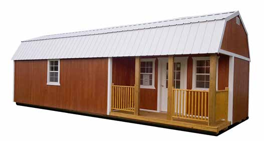 Side Lofted Barn Cabin Building Brown with Cream Color siding