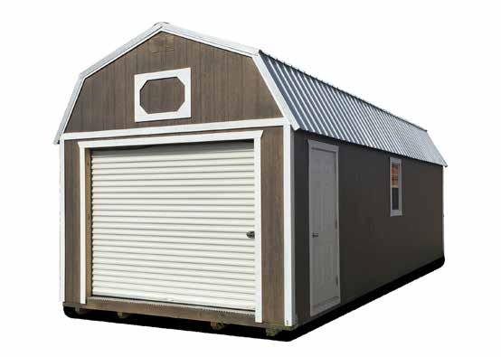 Lofted Garage Building Brown with Cream Color siding